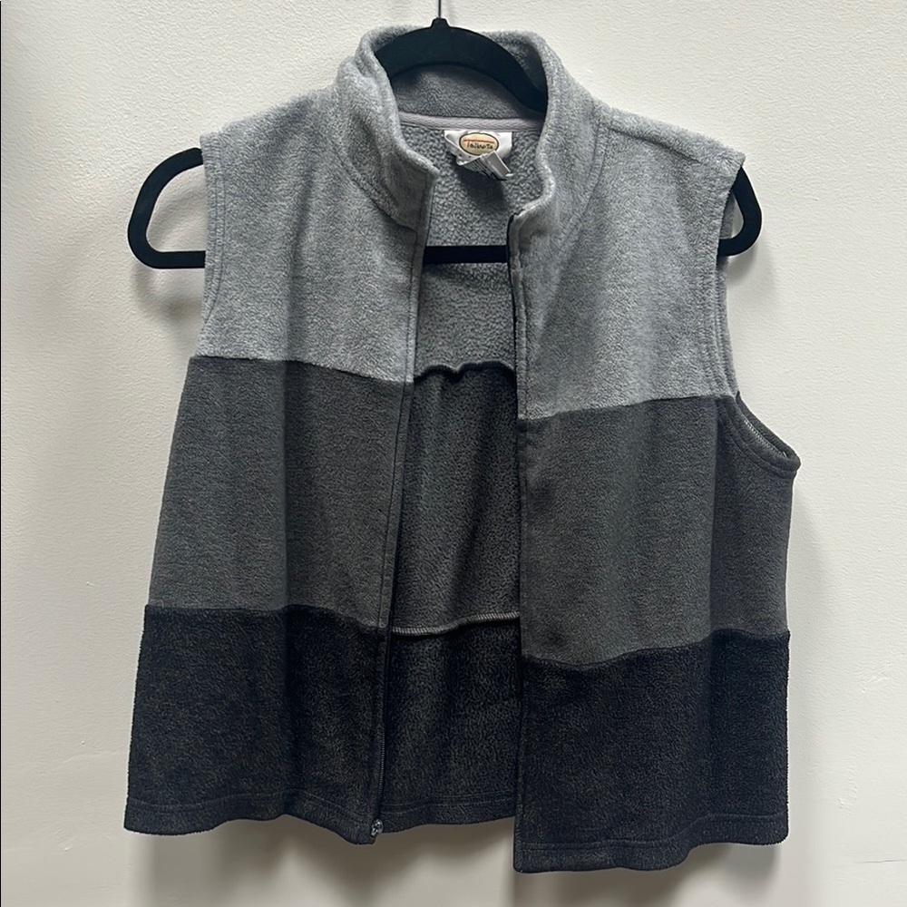 Talbots Gray and Black Sleeveless Vest